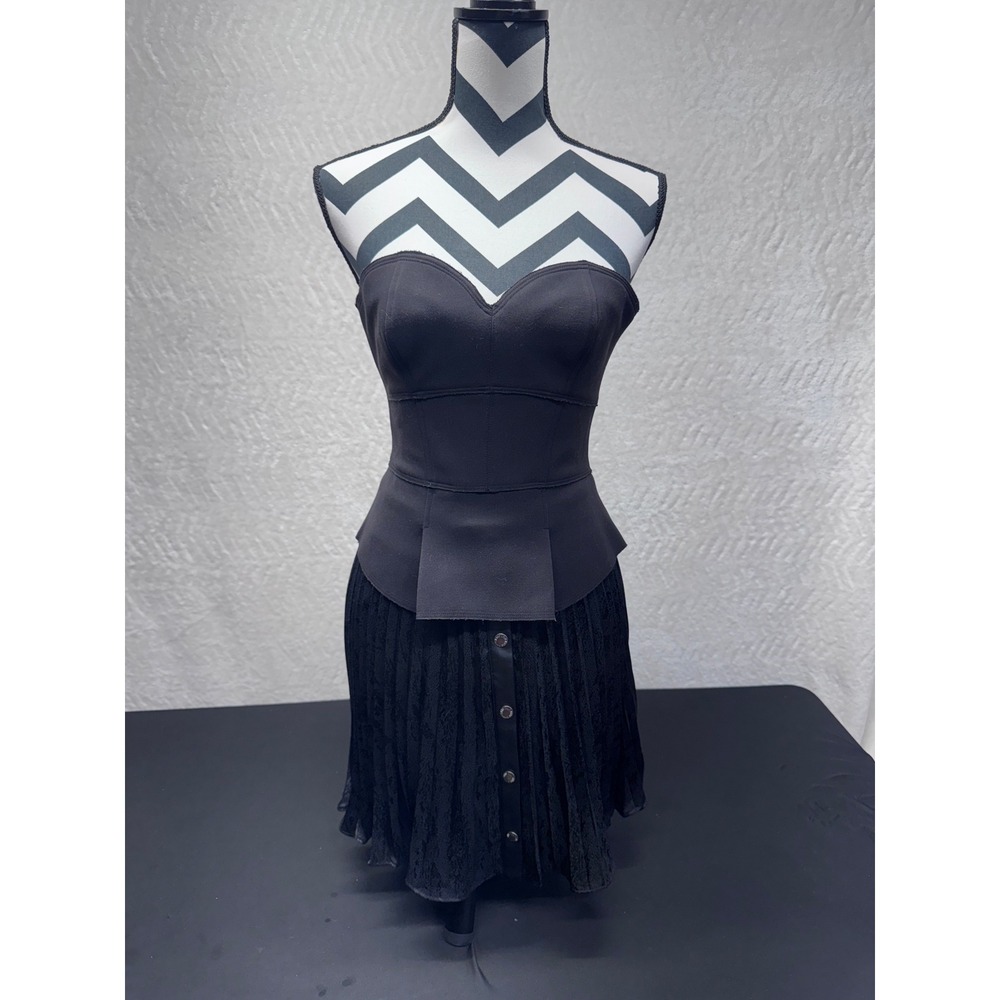 Topshop Black Strapless Bustier Corset Peplum Top Size US 4 13E38GBLK